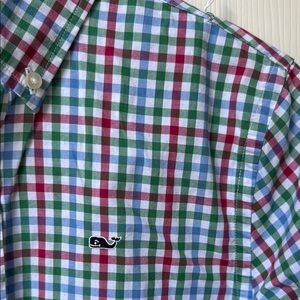 VINEYARD VINES~EUC~Size M 12-14~Boy's Red/Blue/Green Checkered Button-Down Shirt